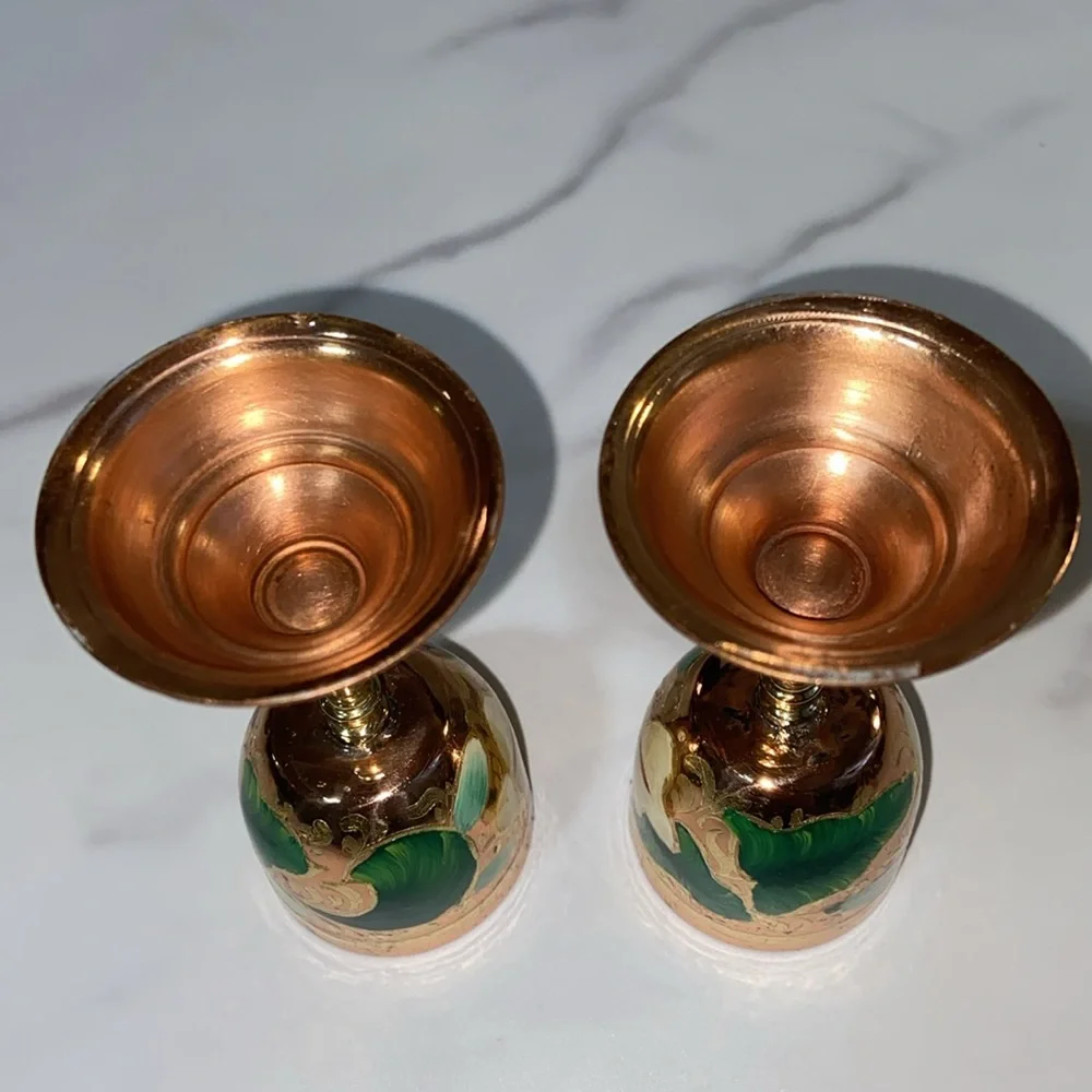 Shot Glasses 2Pcs Mini Copper Goblet Vintage Metal Wine Cup Retro Small Goblet